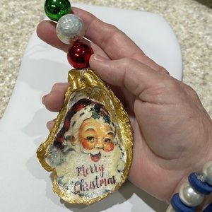 Oyster Christmas ornaments handcrafted perfect for ornament swap or wine bling